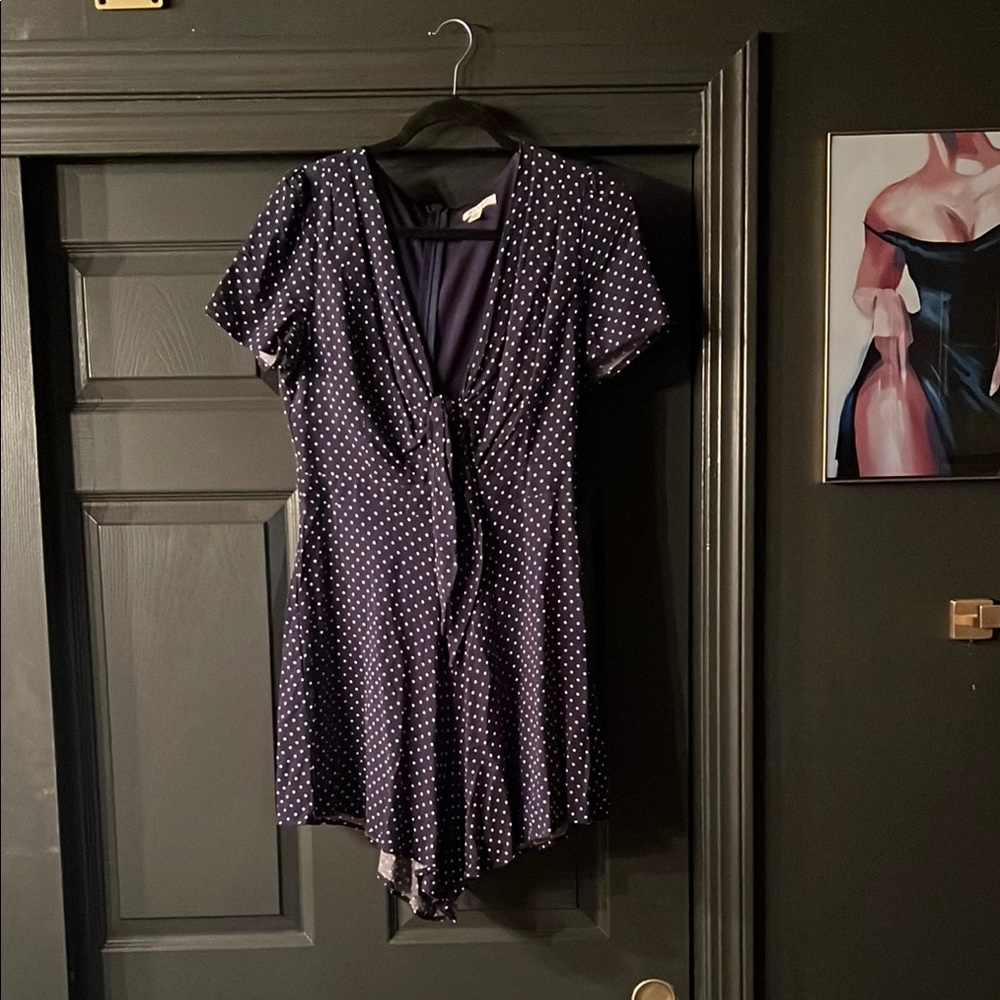 Blue polkadot romper with tiny keyhole cut out